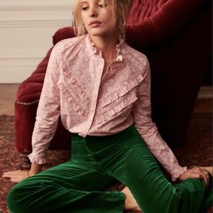 Sezane green velvet pants